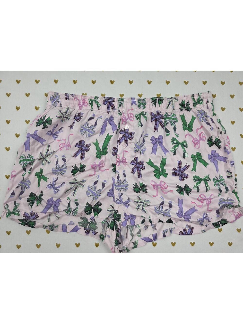 Victorias Secret PINK BOWS Silky Medium Sleep Shorts Boxers Pajama Bottoms